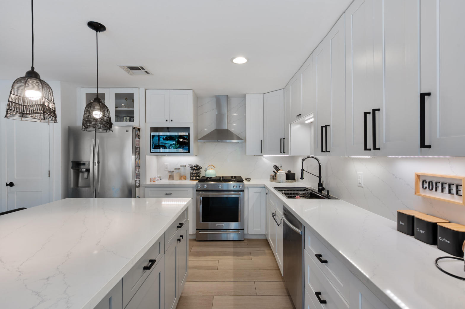 Custom kitchen island and cabinetry, freshly completed