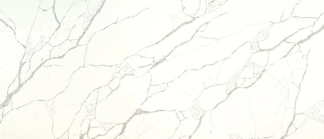 Calacatta-style quartz countertop slab