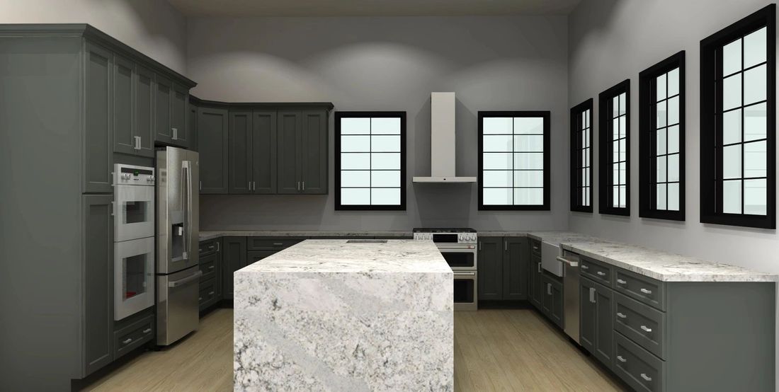 Finished modern kitchen with island